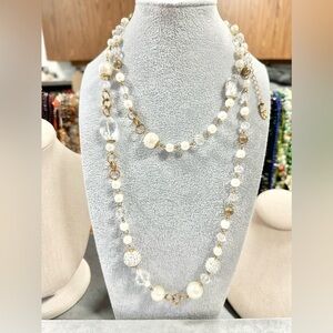 Jules b. Long Faux Pearl And Crystal Beaded Gold Tone Necklace